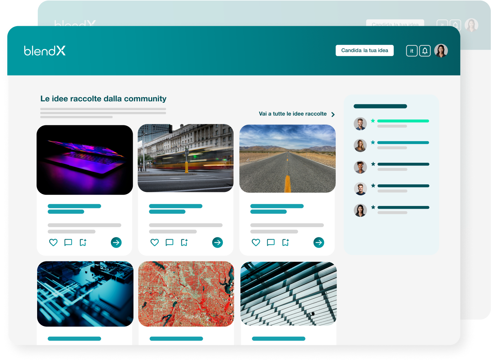 Schermata del modulo Idea Generation di blendX